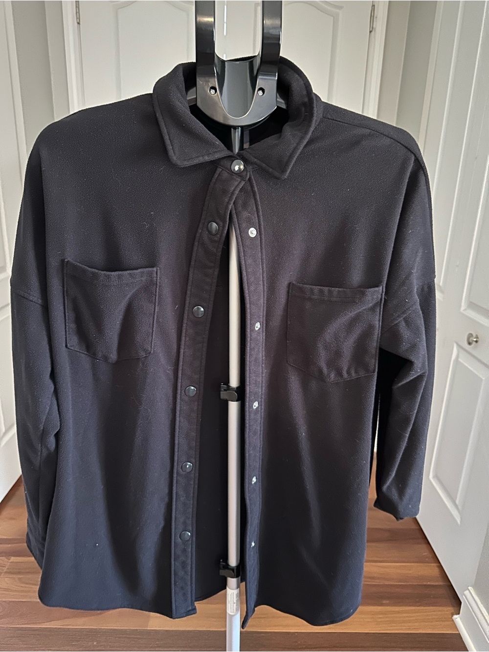 Black Women’s Button-Front Overshirt Jacket